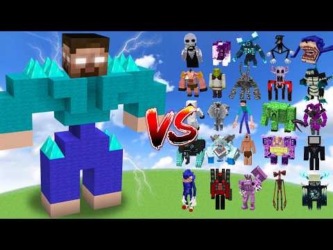 ALPHA MUTANT HEROBRINE vs ALL MINECRAFT BOSSES | Minecraft Mob Battle