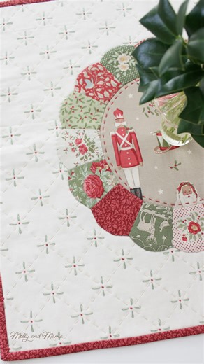 Lauren Wright on Instagram: "Sometimes you need a video to really see all the details! I love this version of my Blooming Vines Table Topper pattern. The ‘Merry Little Christmas’ collection from Tilda was perfect for it. Thanks @tilda_australia for sending me some to sew with. Ask for this sewing pattern at your local quilting store. The printed pattern comes with the Dresden papers and the pre-printed linen for the centre embroidery that’s featured in the original pattern. Or grab the PDF patte