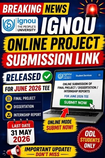 (Breaking News) IGNOU Released Online Project Submission Link for June 2026 TEE 🔥 #ignou