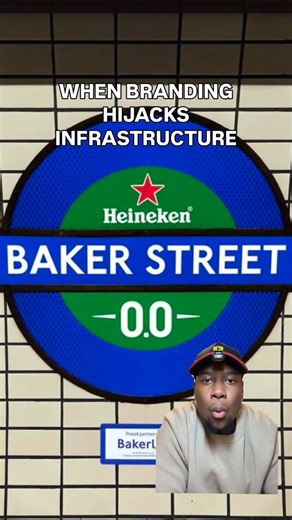 Daniel Gayle on Instagram: "The Bakerloo line × Heineken campaign is being praised as a bold example of contextual branding in London’s public transport system and visually, it works. By integrating brand identity into existing infrastructure rather than overpowering it, this campaign demonstrates how environmental branding, urban design, and place-based marketing can coexist with historic transport architecture. From a design perspective, it’s intelligent, playful, and culturally aware. But fro