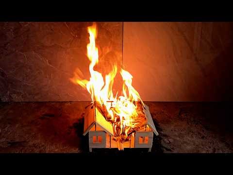 🔥 Real-Time Mini House Fire | Watch the Flames Consume and Collapse the House