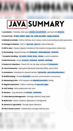 Everything you need to know in Java — in one post ☕💻 #shorts