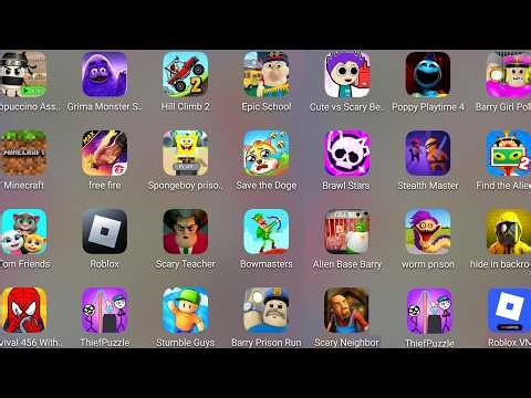 Police Girl Prison,Roblox,Poppy Playtime 4,Barry Alien Base,Squid Game Family,Scary Teacher 3D......