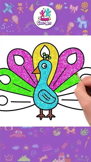 🦚 Easy Peacock Drawing Tutorial for Kids #shorts #drawing #coloring #hooplakidzhowto