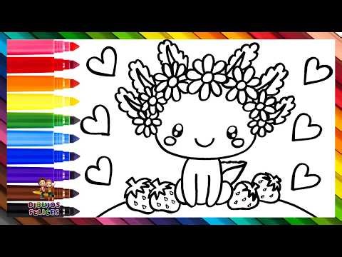 Dibuja y Colorea Un Lindo Ajolote 🌊🍓🌼❤️🧡💛💚💙💜🌈 Dibujos Para Niños