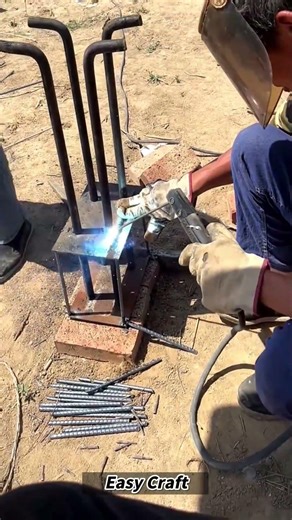 Welding Foundation Anchor Bolts in a Metal Bracket Jig