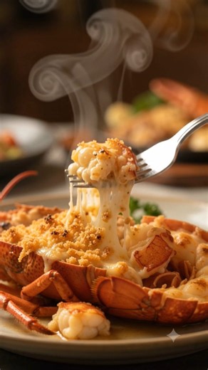 Lobster Thermidor Recipe 🦞 | Creamy Garlic Mushroom Lobster with Golden Cheese #lobster #eatlobster