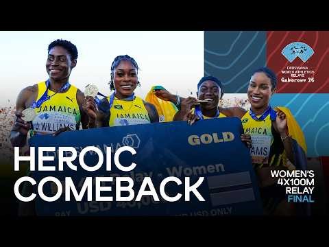 Elaine Thompson-Herah anchors team Jamaica to 4x100m win | World Athletics Relays Gaborone 26