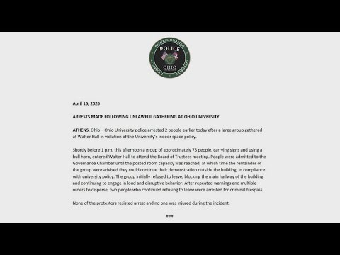 2 arrested during reported protest at Ohio University trustees meeting