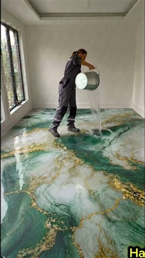 Emerald-green Epoxy Floor Transformation ✨ #Satisfying #EpoxyFloor #Shorts #oddlysatisfying #diy