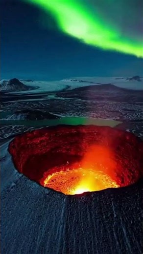 Iceland From Above: Northern Lights Dancing Over Glaciers