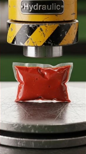 Hydraulic Press vs Ketchup Packet 💥 Insane Explosion!