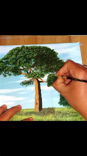 Easy Tree Painting for Beginners | Realistic Acrylic Landscape Tutorial #painting #acrylicpainting
