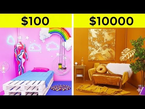 COOL ROOM MAKEOVER CHALLENGE ||Luxe VS Cheap Items for Your Room by 123 GO SCHOOL