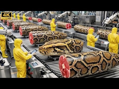 Inside the Modern Python Meat Factory 🏭 | The Incredible Process You’ve Never Seen (Full Process)