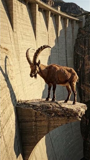 Ibex Standing on a Ledge the Width of Your Hand 😨? #mountainibex #wildanimals #wildlife