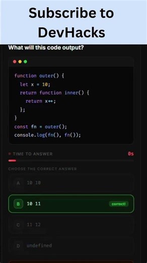 New Coding Hack: Day-1 JS Interview Question | Clouser #coding #programming #trending