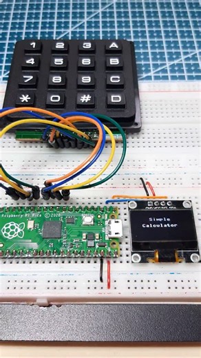Pléyades IT 🔋 Electronics on Instagram: "Simple calculator: - Raspberry Pi Pico - 4x4 Keypad - LED Display (128x64) Original project posted on the @howtoelectronics website #raspberrypipico #raspberrypi #electronics #microcontrollers #electronicsgeek"