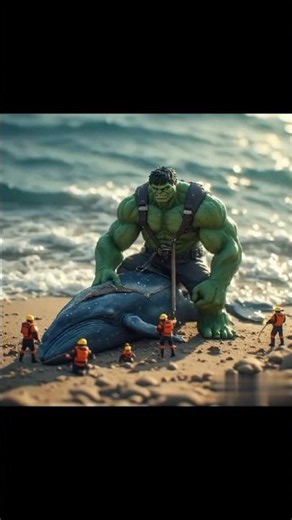 Mini Blue Hulk Saves a Stranded Baby Whale! 🐋💙 Emotional Ocean Rescue #shorts