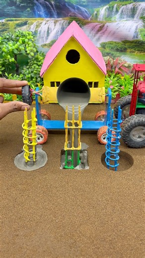 😱 Real Working Mini Tractor Making Cement Pillar | Amazing DIY Construction Machine 🚜 #shorts
