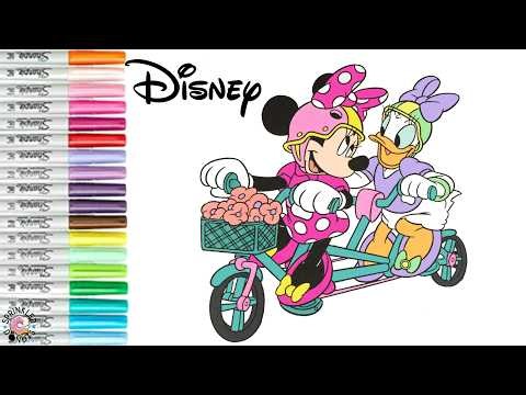 Disney Minnie Mouse Coloring Book Pages Mickey Mouse Daisy Duck Tandem Bicycle