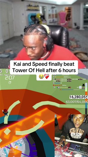 Kai and Speed finally beat Tower Of Hell after 6 hours😭❤️‍🩹#kaicenat #speed #roblox #fyp #viral