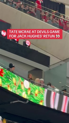 Jack Hughes had a special guest in attendance 👀 #NHL #Hockey #TateMcRae #McRae