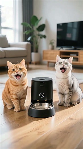 ¡No me hagas enojar! 😾 El gato enciende el comedero, pero no da comida#shorts