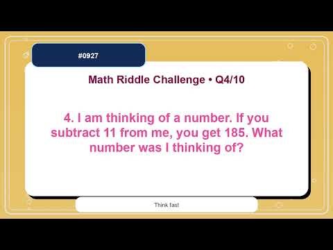 Math Riddle Challenge #0927 | 10 Mental Math Practice Questions