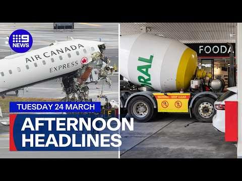 US plane and fire truck crash update; Truckies at breaking point | 9 News Australia
