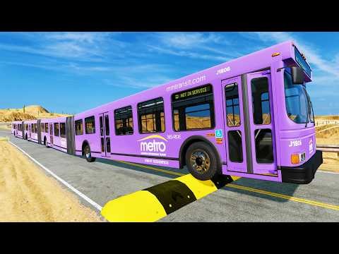 LONG BUS Vs MASSIVE SPEED BUMPS - BeamNG.Drive