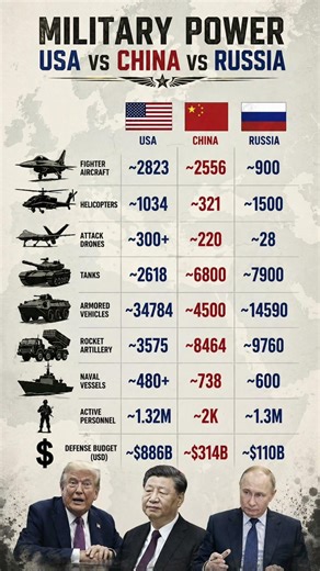 Military Power: USA vs China vs Russia ⚔️Who Dominates?