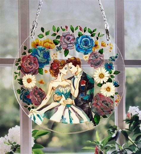 Personalized Wedding Suncatcher 10 Inch (24 Cm) Bridal Shower Gifts Newlywed Gift Wedding Ornament Anniversary Gift Custom Suncatcher - Etsy