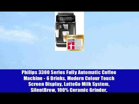 Philips 3300 Series Fully Automatic Coffee Machine - 6 Drinks, Modern Colour Touch Screen