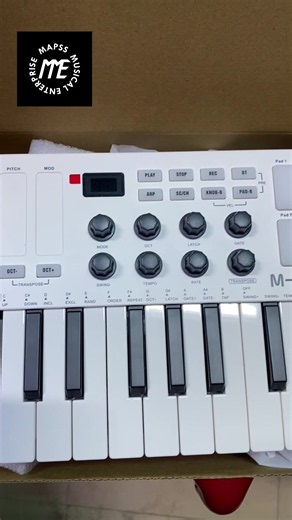 M-Vave SMK-25 portable wireless USB MIDI keyboard controller featuring 25 velocity-sensitive slim keys, 8 backlit drum pads, and assignable rotary knobs. Location: ps-mall-a08 beside uba bank alaba international market Lagos Chat or call  2348136358683 #midikeyboard #mvave #keyboardist #musicproducer #keyboard