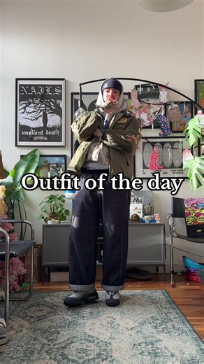 How many layers before I just wear a jacket? Hat - New Era Jacket - Neighbourhood x Baracuta Vest - Carhartt Hoodie - Band Merch Jeans - estudio Niksen Shoes - Air max 95 #fashiontiktok #streetwear #outfitinspo #fyp #sneakers