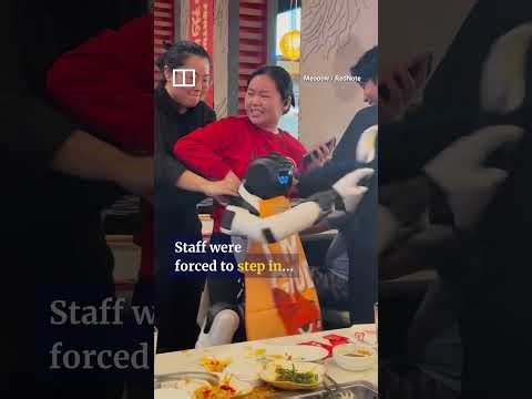 接客ロボットがノリノリすぎて食器を破壊？ダンス動画が拡散 その真相は