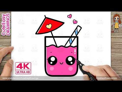 How to Draw a Cute Juice Glass | Easy Kawaii Drink Drawing for Kids Step by Step