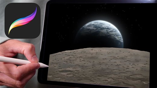 【Procreate】NASA官方照片复刻｜从月球表面看到地球升起 教你画一张NASA绕月照片｜内置笔刷+免费色板 新手友好 from Joel Create