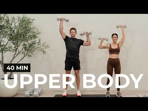 40 Min UPPER BODY WORKOUT with Dumbbells | Arms, Abs, Chest & Shoulders