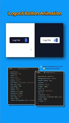 Animated Logout Button 🔥 | HTML CSS JavaScript #shorts #html #css #webdevelopment