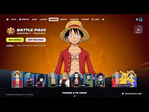 Fortnite Treasure Hunters NEW Chapter 7 Season 5 battle pass 🔥 ! One Piece & All 6 Crews 🏴‍☠️