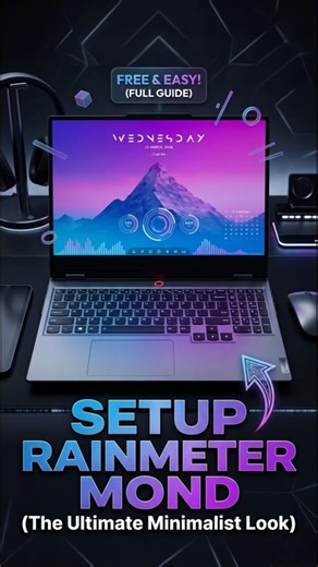 Make Windows Look Clean in 60 Seconds! ⚡️ (Rainmeter Mond Skin Setup)