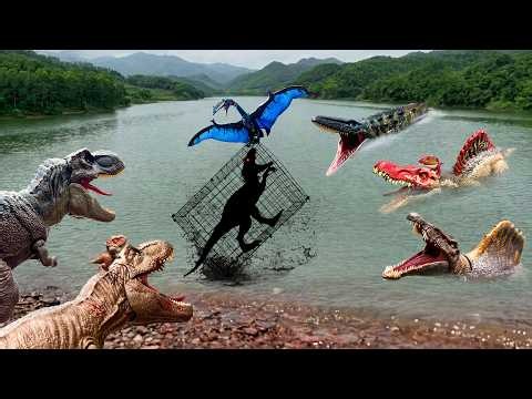 T-REX Vs SPINOSAURUS Vs MOSASAURUS 🦖 Indominus Attack | Jurassic World