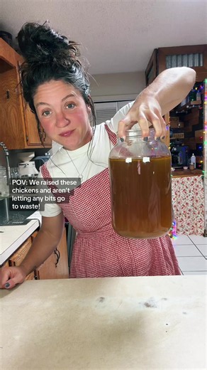 Homemade chicken broth: bones, veggie scraps, acv, salt and pepper, water. Cook it, strain it, use it! ❤️#truckerwifetip #homemade #EasyRecipe #bonebroth #instantpot