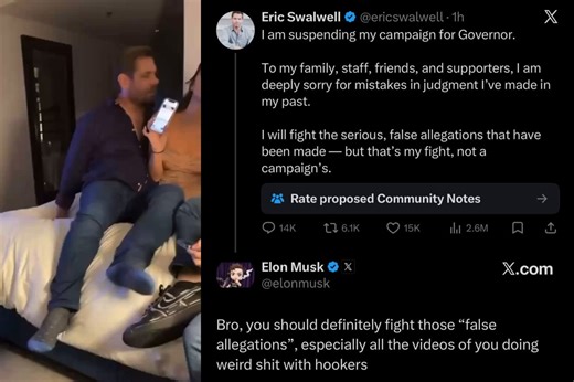 RT @nicksortor: 🚨 LMAO! @ElonMusk just absolutely EVISCERATED Eric Swalwell after the alleged predator dropped out of the California Govern…