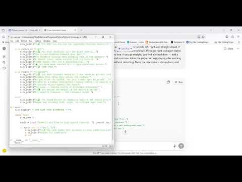 Vibe Coding Python Lesson 2.3 — Build a Cave Adventure Text Game With AI