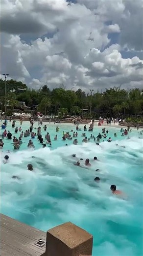 Guests enjoy legendary wave pool at Disney's Typhoon Lagoon in Orlando, USA