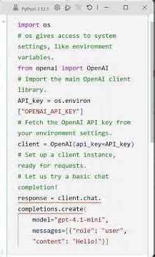 Basic Chat Completion in Python Using OpenAI API