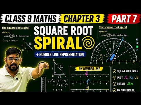 Class 9 Maths Chapter 3 Part 7 | Square Root Spiral + √2, √3, √5 & √8.9 on Number Line 🔥